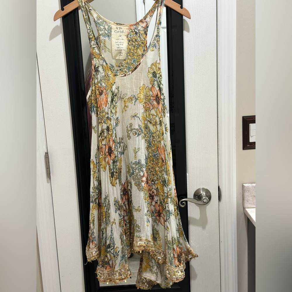 Free People Vintage Floral Sequin Trimmed Dress